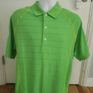 Zero Restriction Zed-R Stripe Golf Polo grasshopper green with yellow stitching